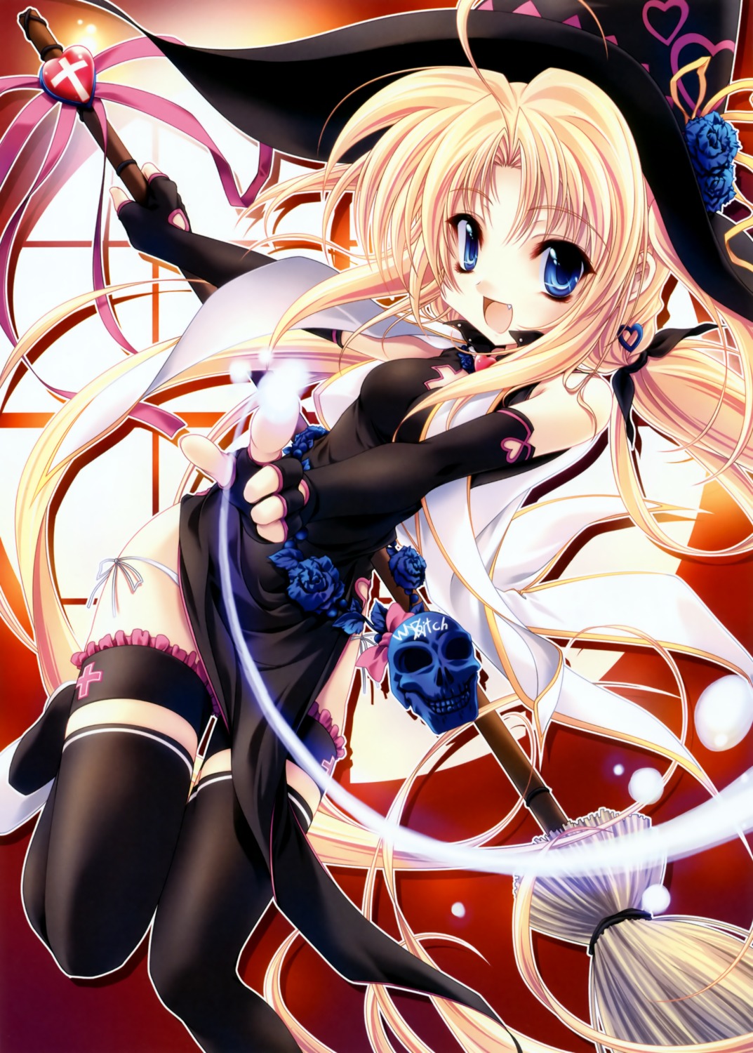 kanojo-tachi_no_ryuugi, miyama-zero, pantsu, shirogane_akane, string_panties, thighhighs, witch