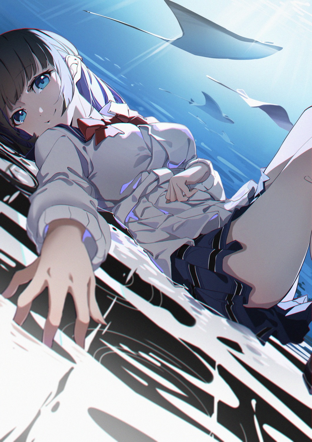 miyu10366, seifuku, skirt_lift, sweater, wet