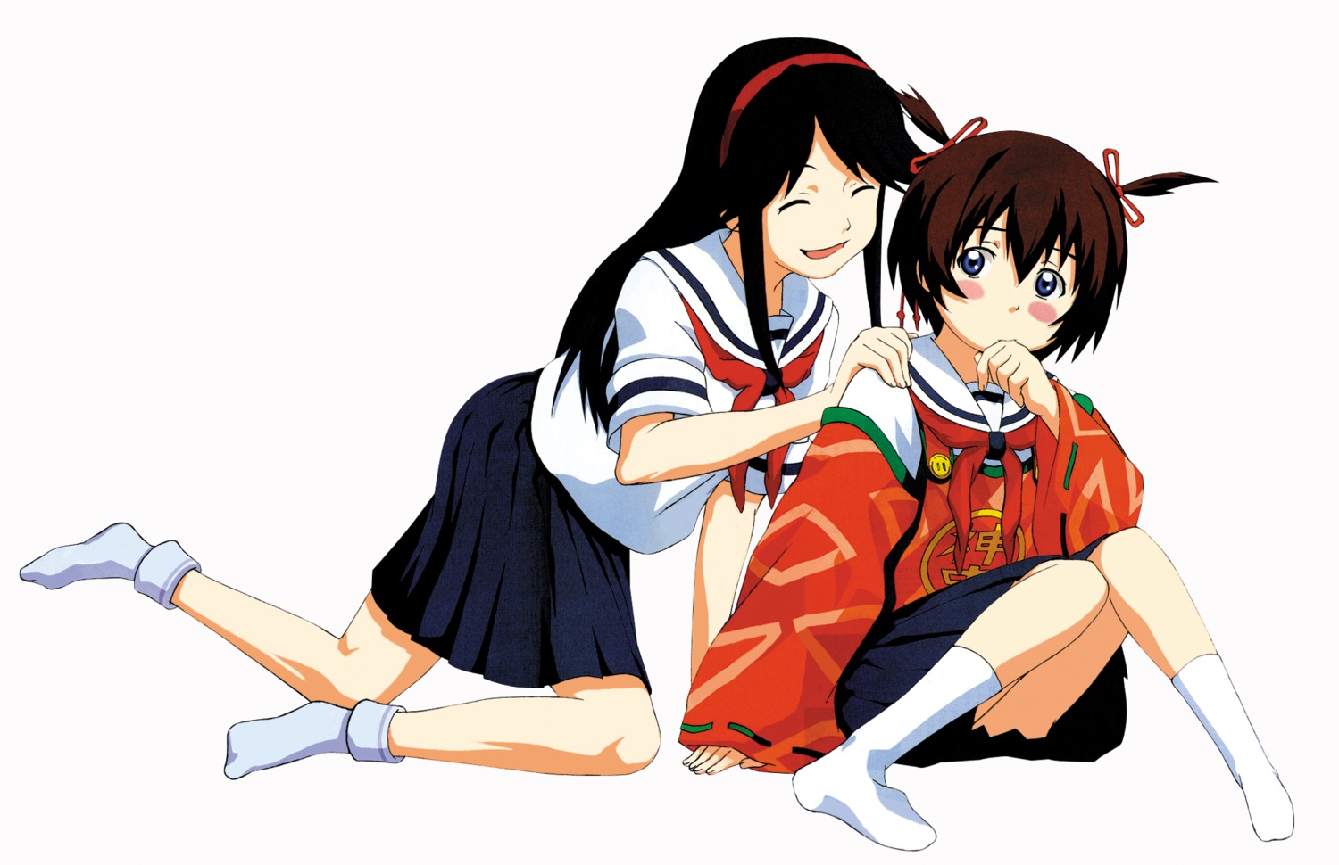 hitotsubashi_yurie, japanese_clothes, kamichu, saegusa_matsuri, seifuku