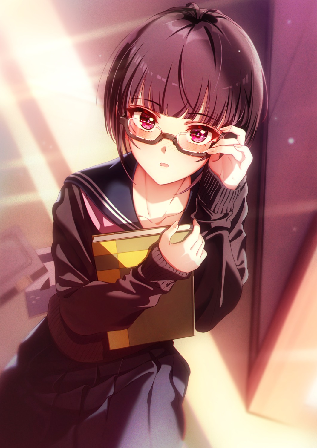 megane, motoki_(hisano_motoki), seifuku, shirayuki_chiyo, sweater, the_idolm@ster, the_idolm@ster_cinderella_girls