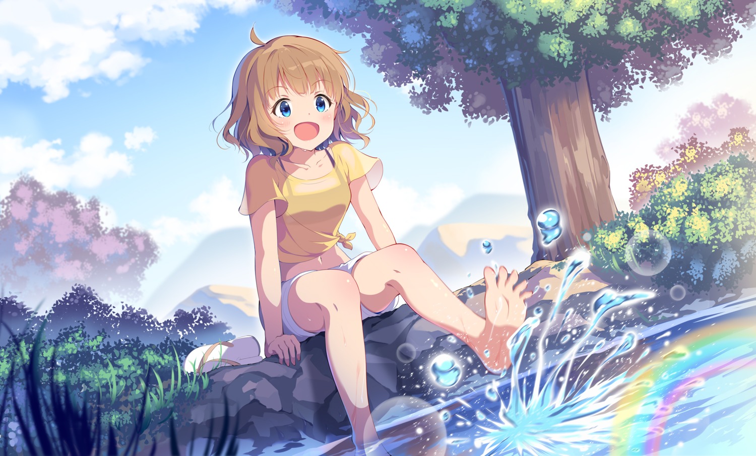 bra, feet, kagami_(galgamesion), see_through, suou_momoko, the_idolm@ster, the_idolm@ster_million_live!, wet