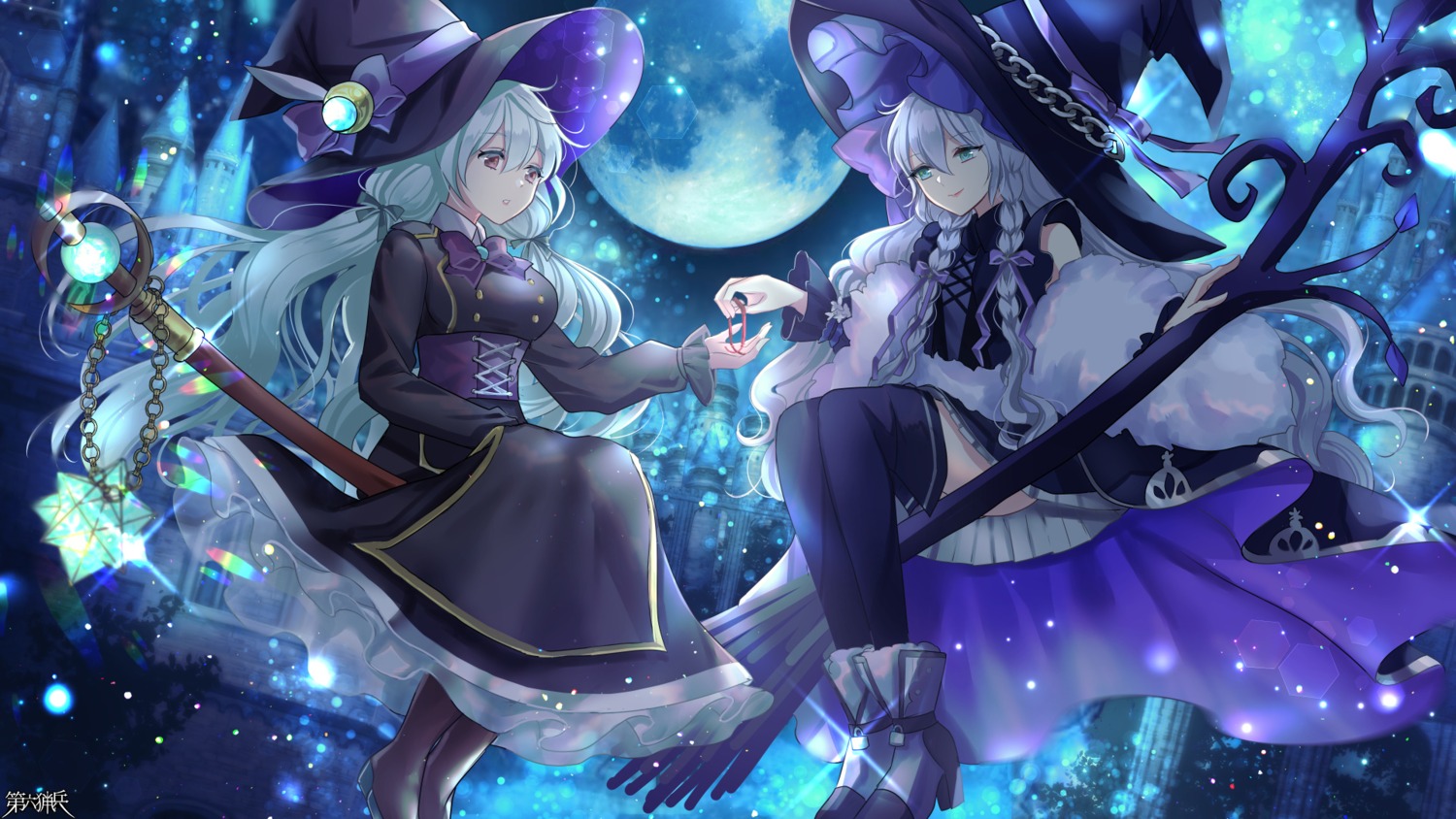heels, kusunokinawate, skirt_lift, thighhighs, wallpaper, witch