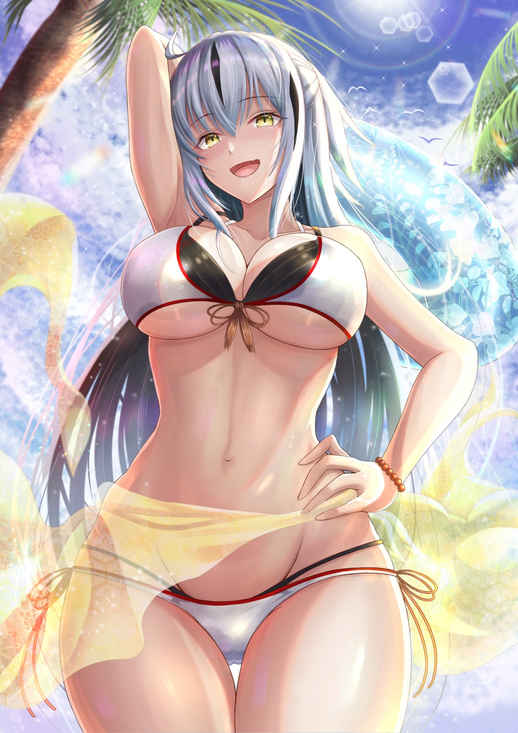bikini, cleavage, fate/grand_order, nagao_kagetora_(fate), penguintake, see_through, swimsuits, underboob