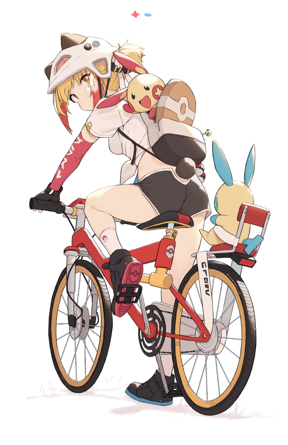 animal_ears, ass, bike_shorts, cloba, minun, nekomimi, plusle, pokemon, tail