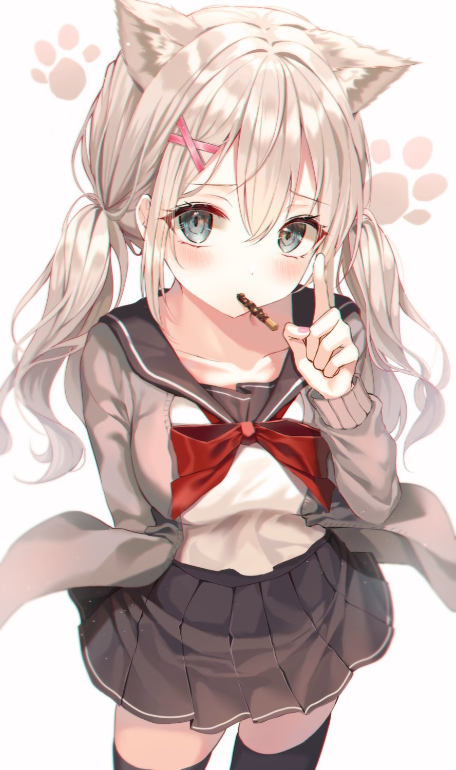animal_ears, icebox46, seifuku, sweater, thighhighs