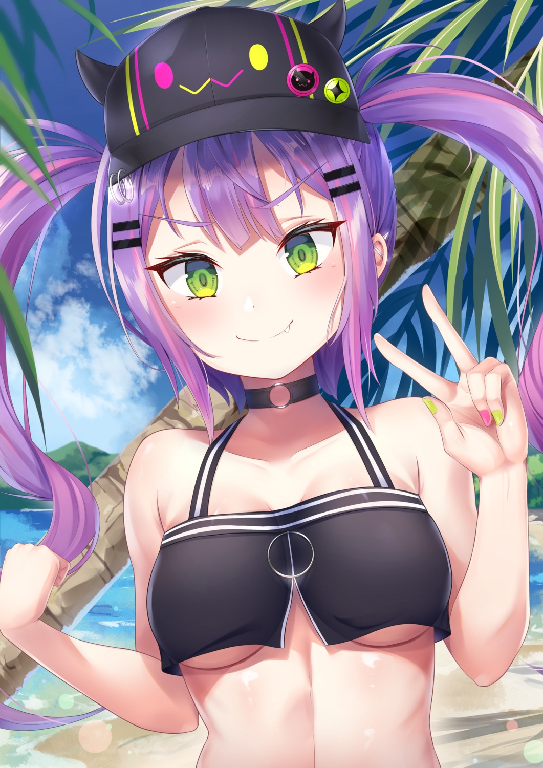 aryanne, bikini_top, hololive, swimsuits, tokoyami_towa, underboob