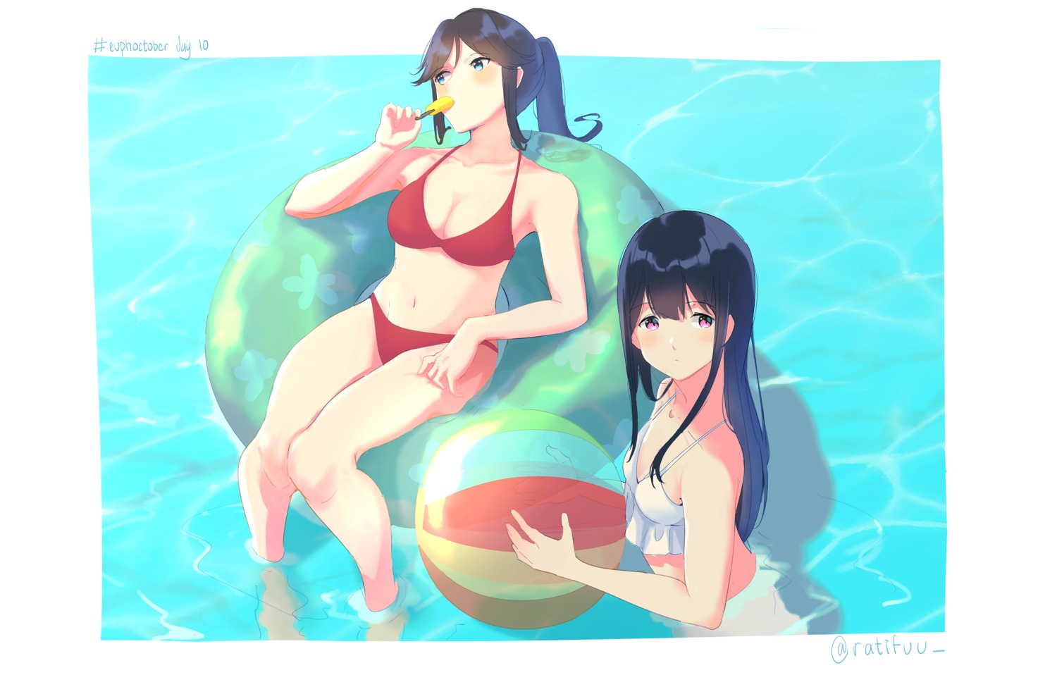 bikini, hibike!_euphonium, kasaki_nozomi, liz_to_aoi_tori, ratifuu, swimsuits, wet, yoroizuka_mizore