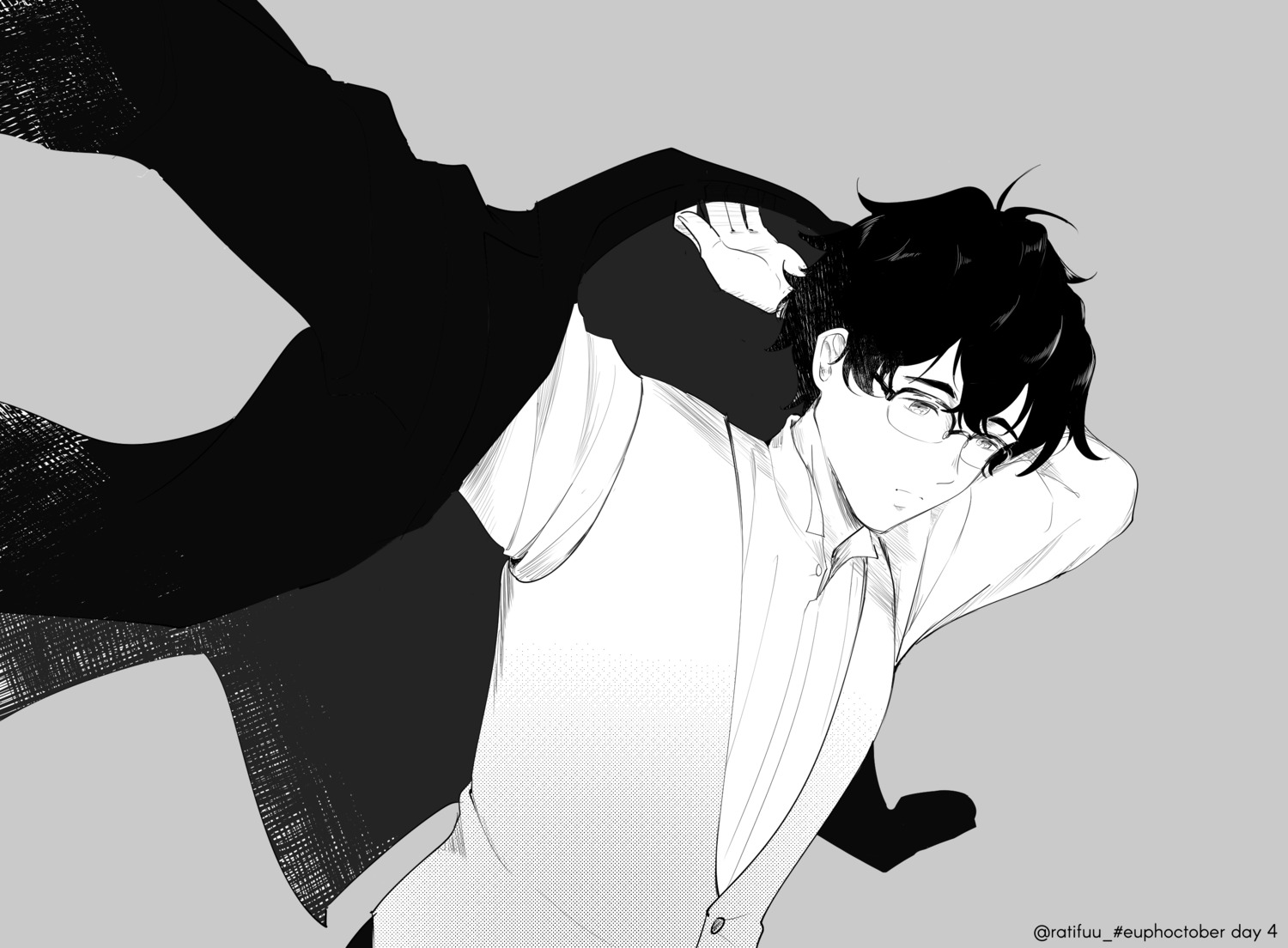 hibike!_euphonium, male, megane, monochrome, ratifuu, taki_noboru