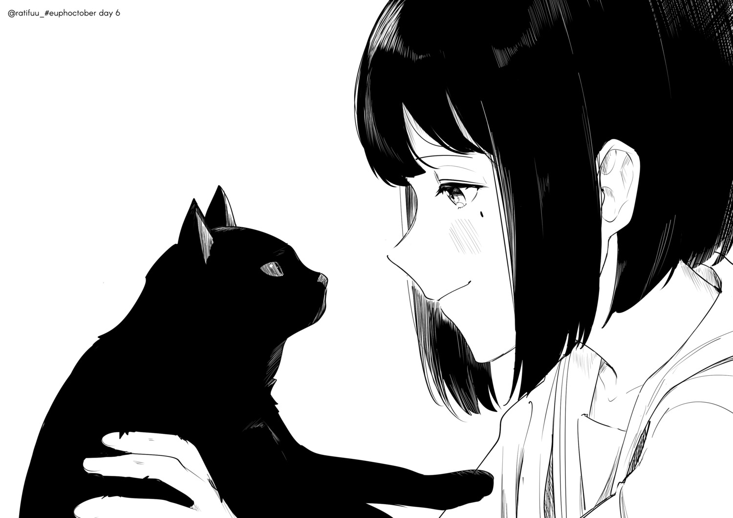 hibike!_euphonium, monochrome, nakaseko_kaori, neko, ratifuu, seifuku