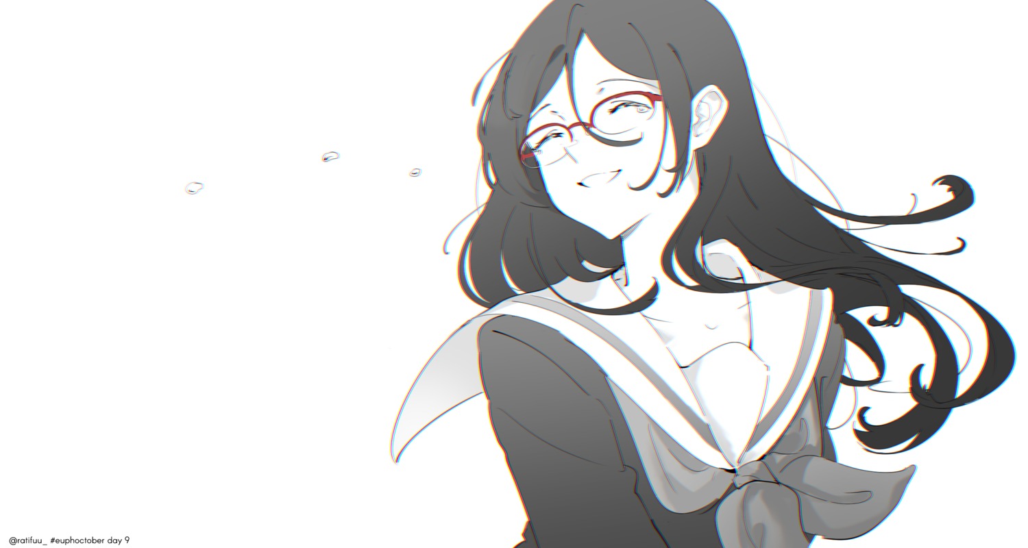 hibike!_euphonium, megane, monochrome, ratifuu, seifuku, tanaka_asuka