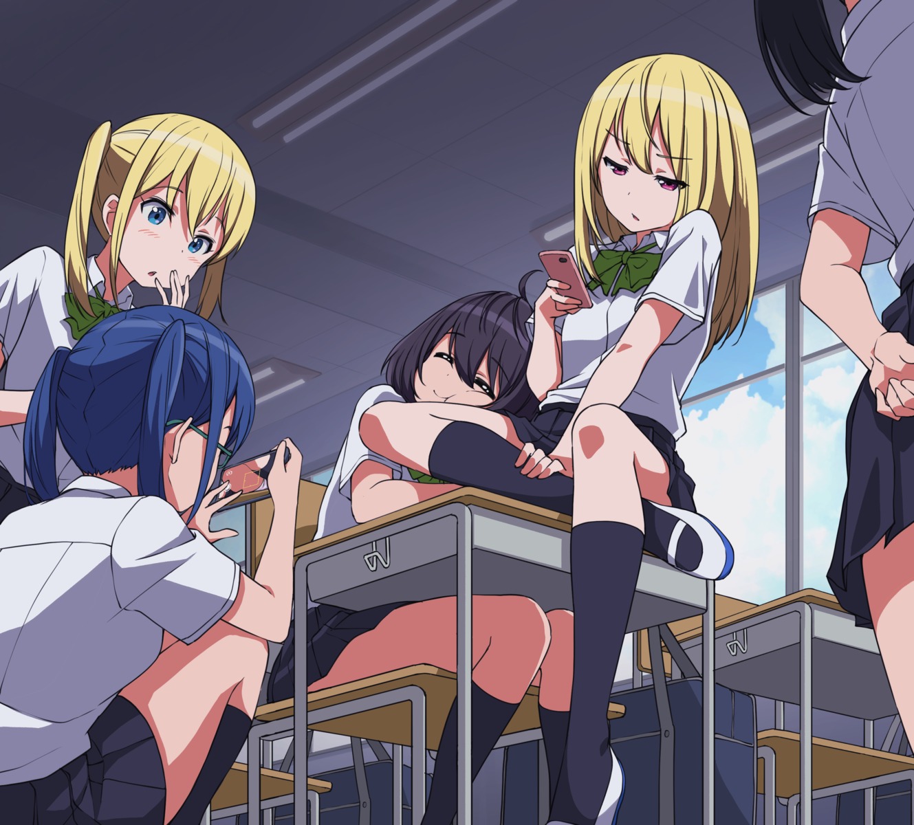 asanaya, megane, seifuku, skirt_lift, yuri