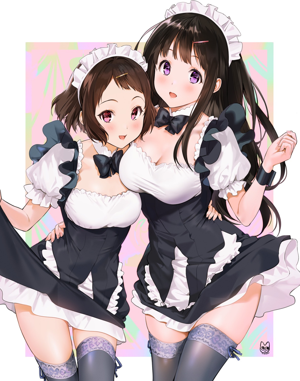 chitanda_eru, cleavage, hyouka, ibara_mayaka, maid, mery_(yangmalgage), skirt_lift, thighhighs