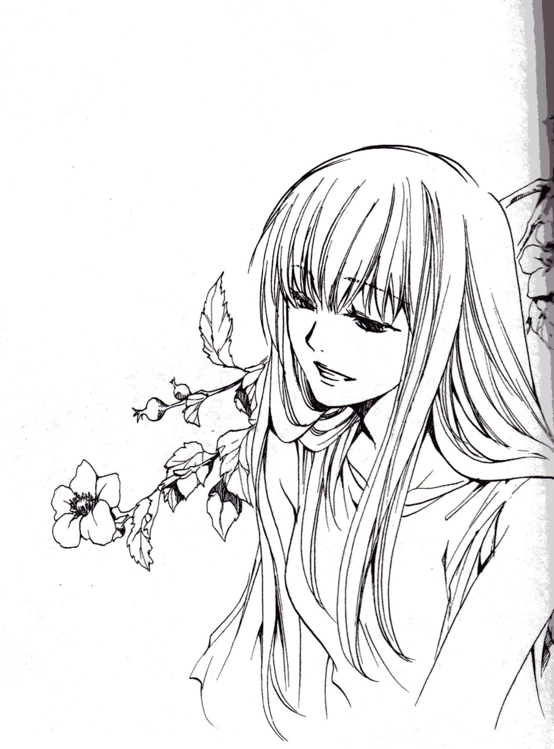 binding_discoloration, monochrome, saint_seiya, saint_seiya:_the_lost_canvas, sasha_(saint_seiya), teshirogi_shiori