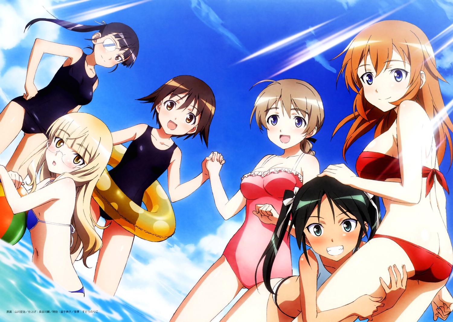 ass, bikini, charlotte_e_yeager, cleavage, eyepatch, francesca_lucchini, lynette_bishop, megane