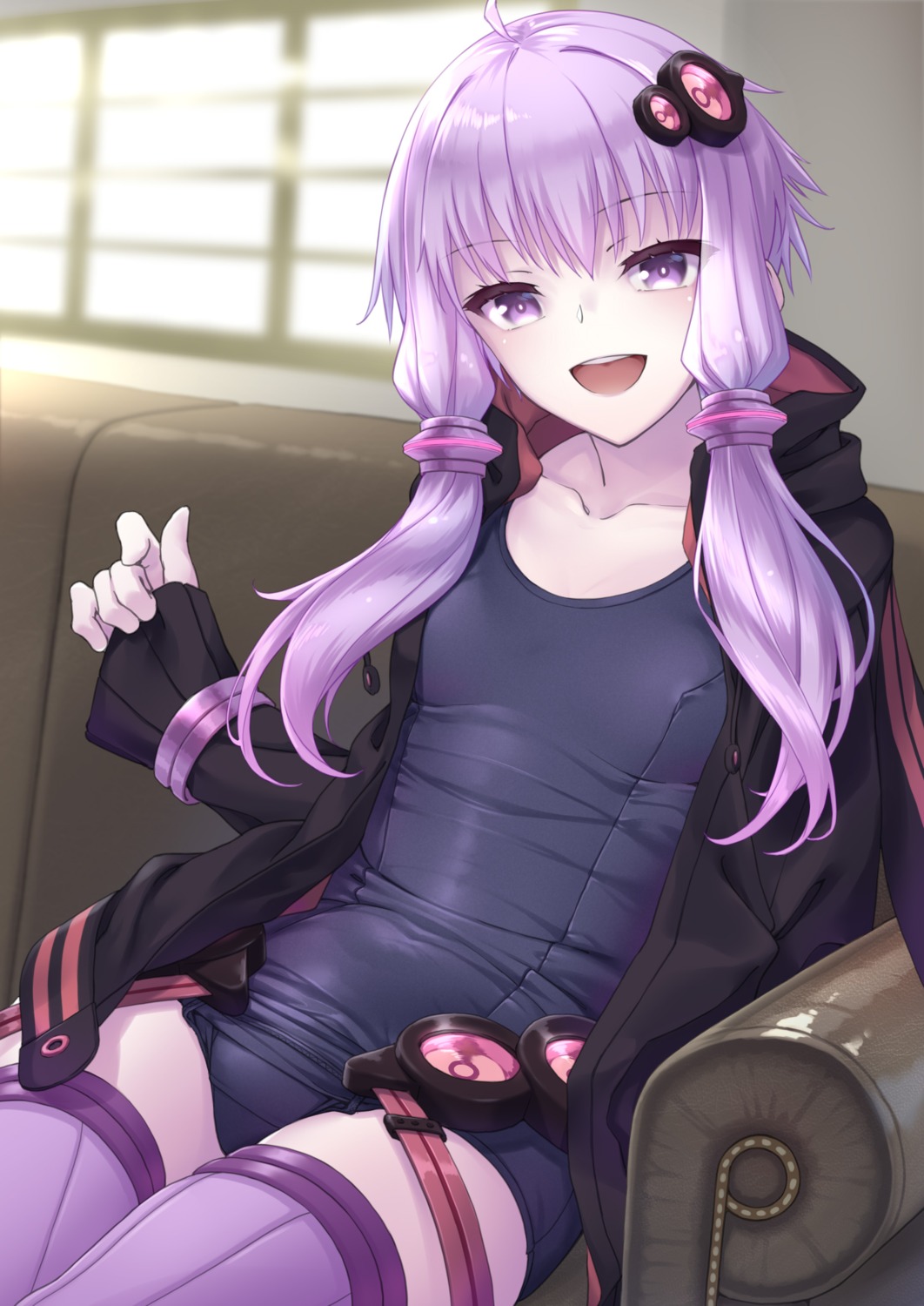 kanata_(kanata_onion), school_swimsuit, swimsuits, thighhighs, vocaloid, yuzuki_yukari
