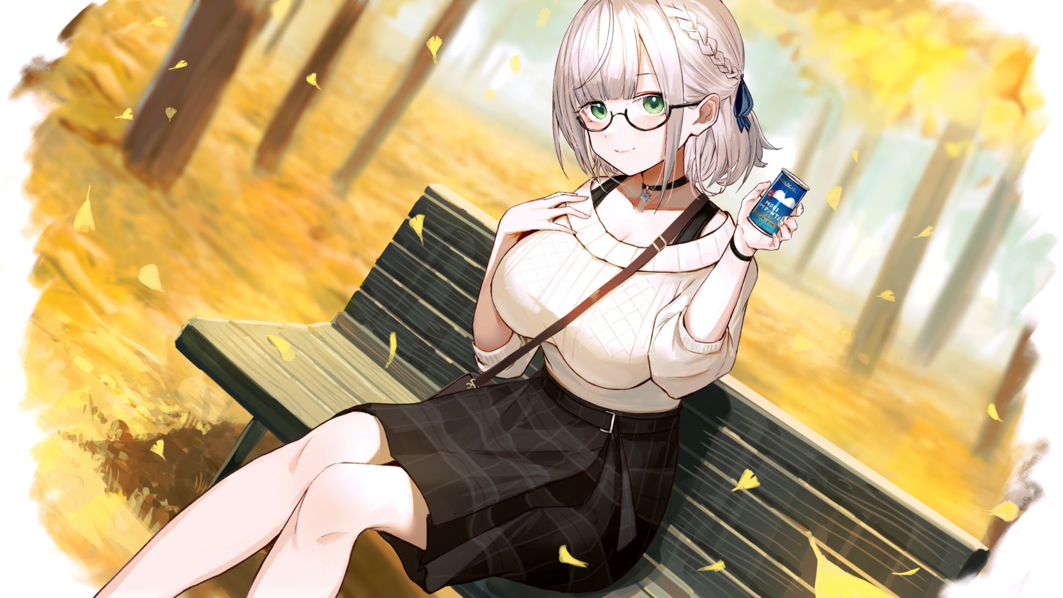 dejio, hololive, megane, shirogane_noel, sweater, wallpaper