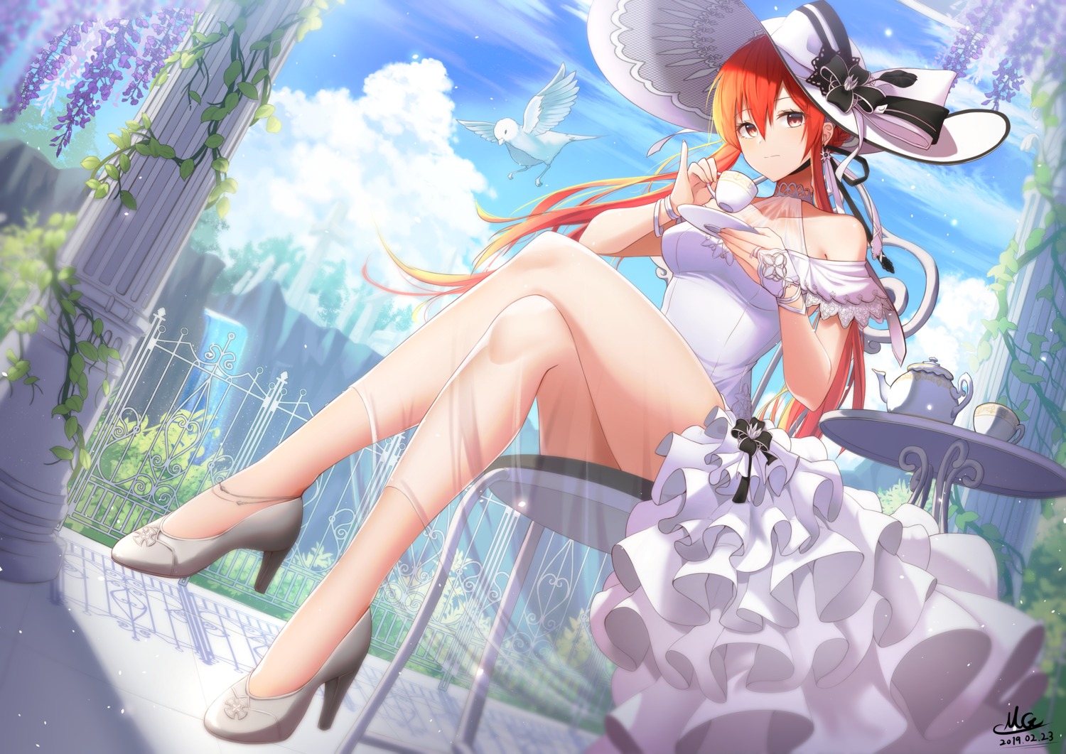 azur_lane, dress, heels, magica, monarch_(azur_lane), see_through