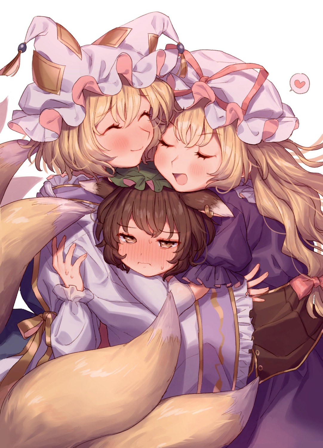 animal_ears, chen, kitsune, masanaga_(tsukasa), tail, touhou, yakumo_ran, yakumo_yukari