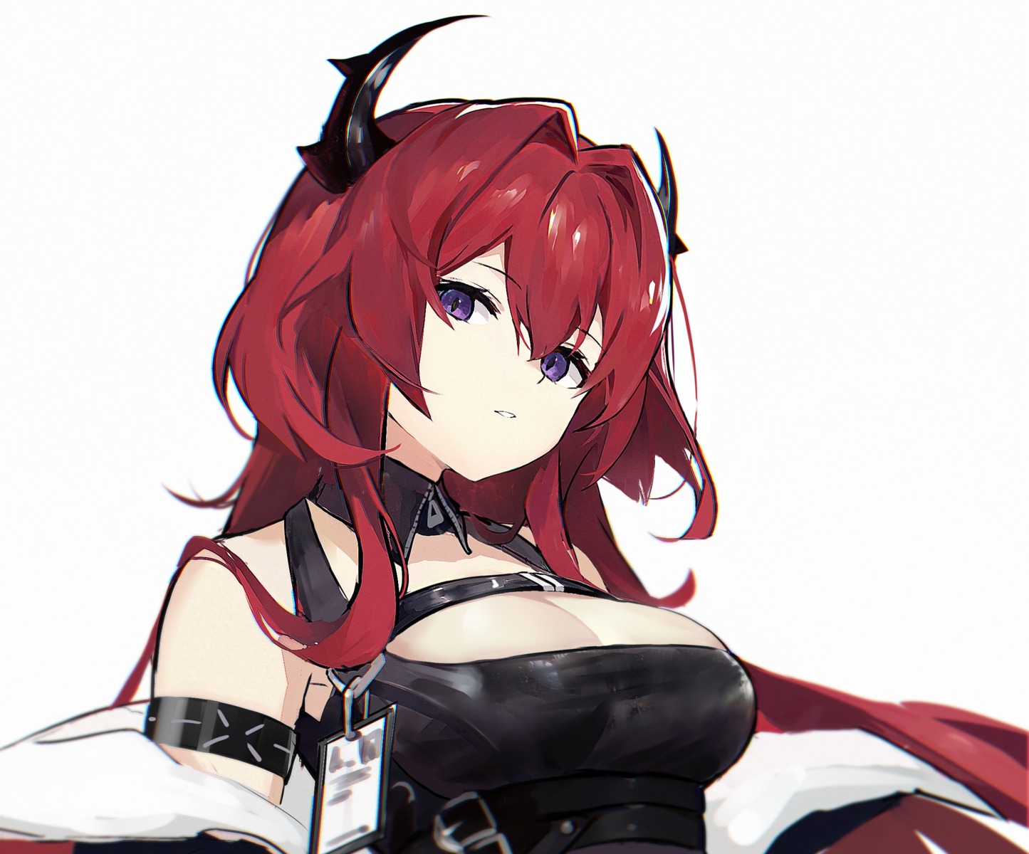 arknights, banxuan_c2ka, cleavage, horns, surtr_(arknights)