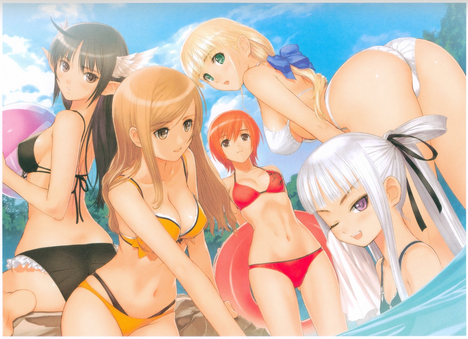 ass, bikini, clalaclan_philias, cleavage, houmei, kanon_seena, kureha_touka, screening