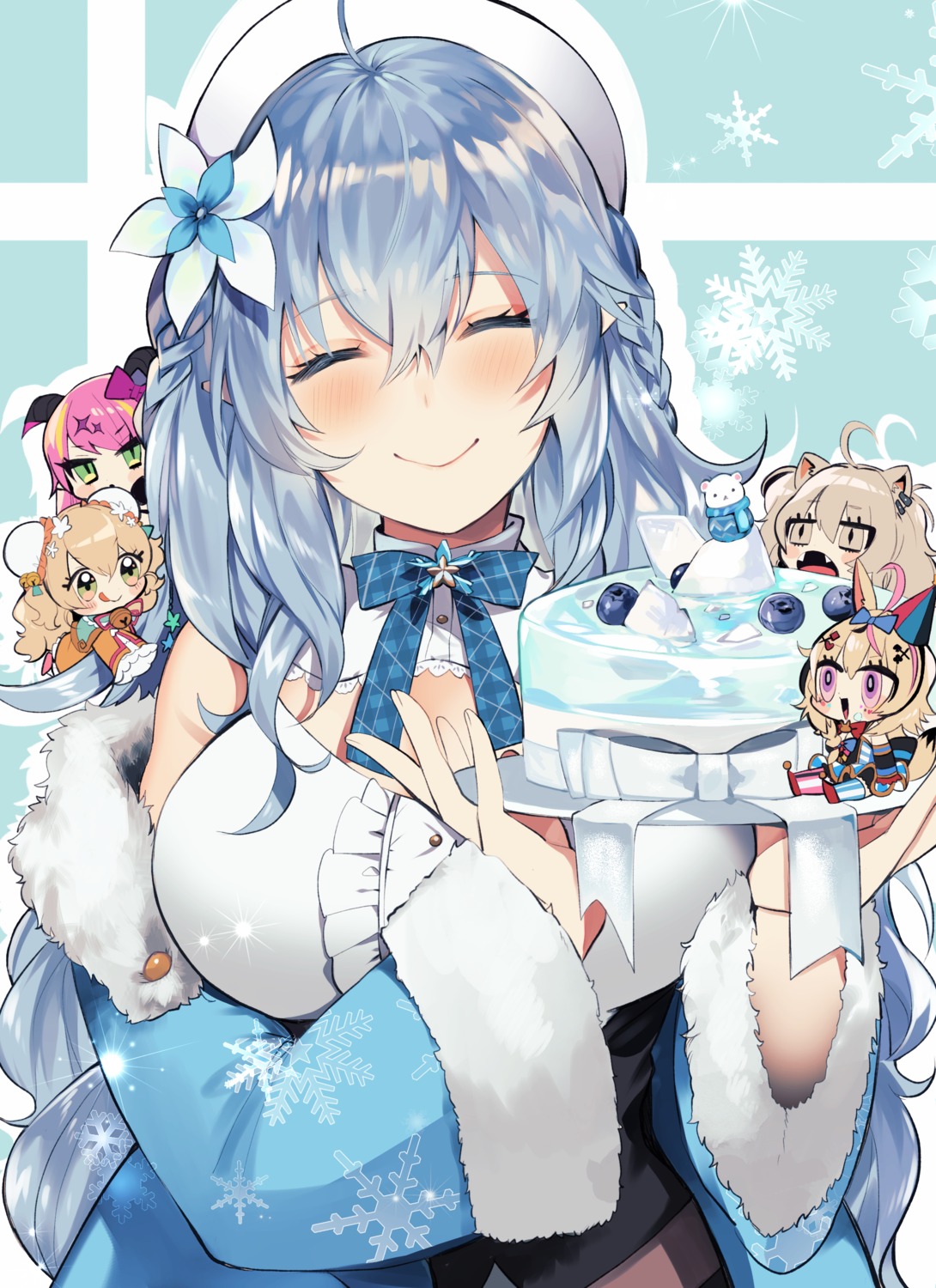 animal_ears, chibi, elf, hololive, mano_aloe, mayana_(bbpp), momosuzu_nene, omaru_polka
