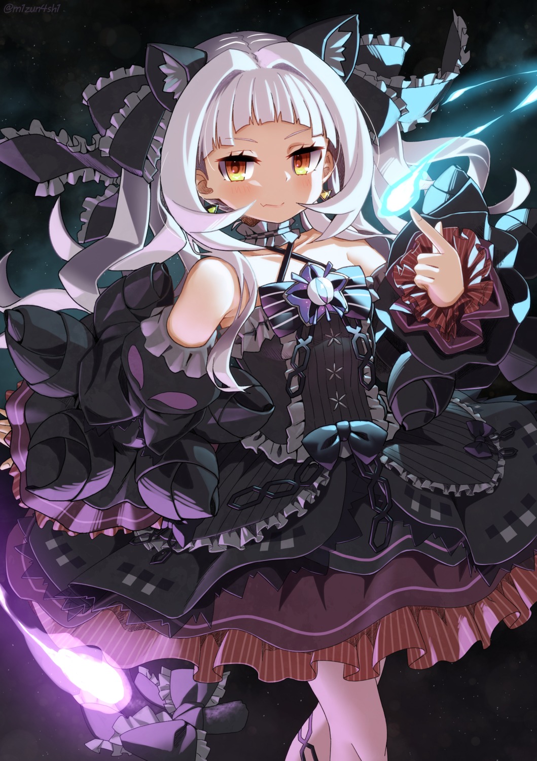 animal_ears, dress, gothic_lolita, hololive, lolita_fashion, mizunashi_(second_run), murasaki_shion, nekomimi