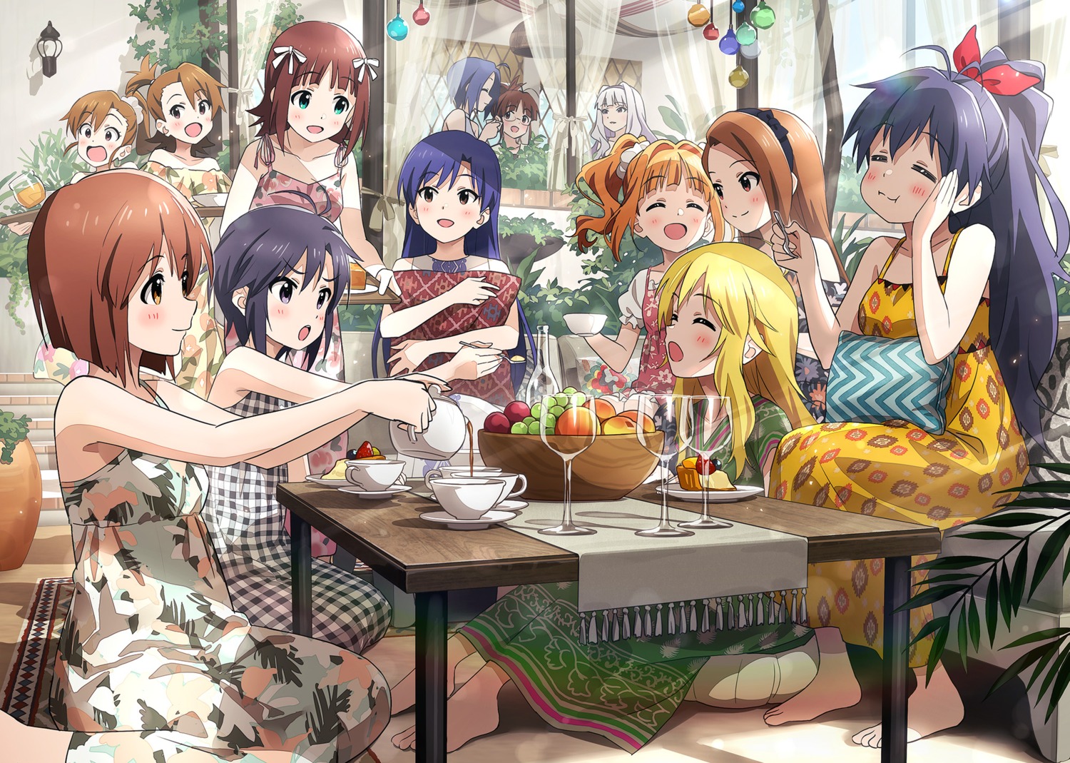 akizuki_ritsuko, amami_haruka, dress, futami_ami, futami_mami, ganaha_hibiki, hagiwara_yukiho, hoshii_miki, kikuchi_makoto, kisaragi_chihaya, megane, minase_iori, miura_azusa, shijou_takane, sonsoso, summer_dress, takatsuki_yayoi, the_idolm@ster