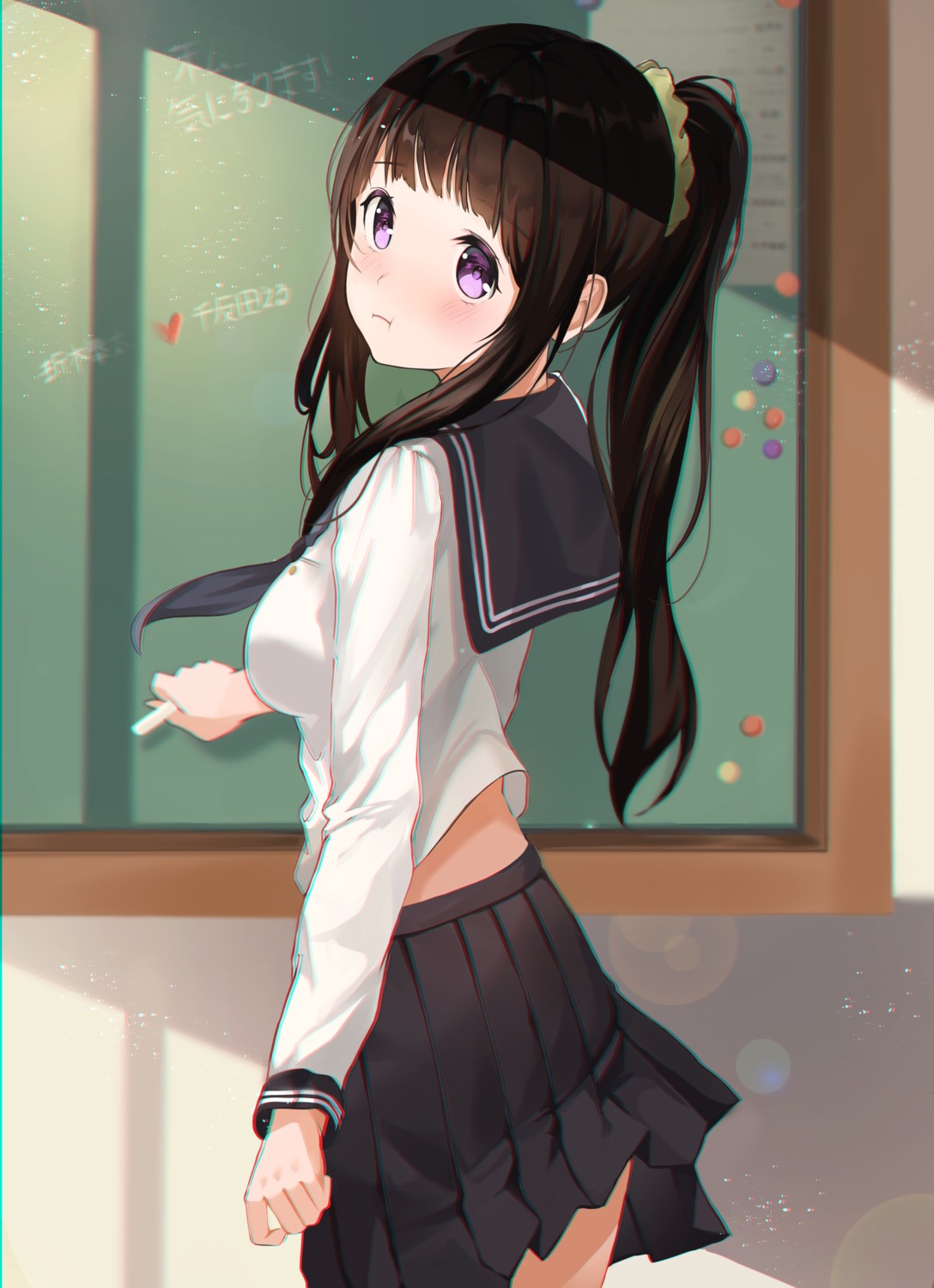 chitanda_eru, harui_(huruyi_817), hyouka, seifuku, skirt_lift