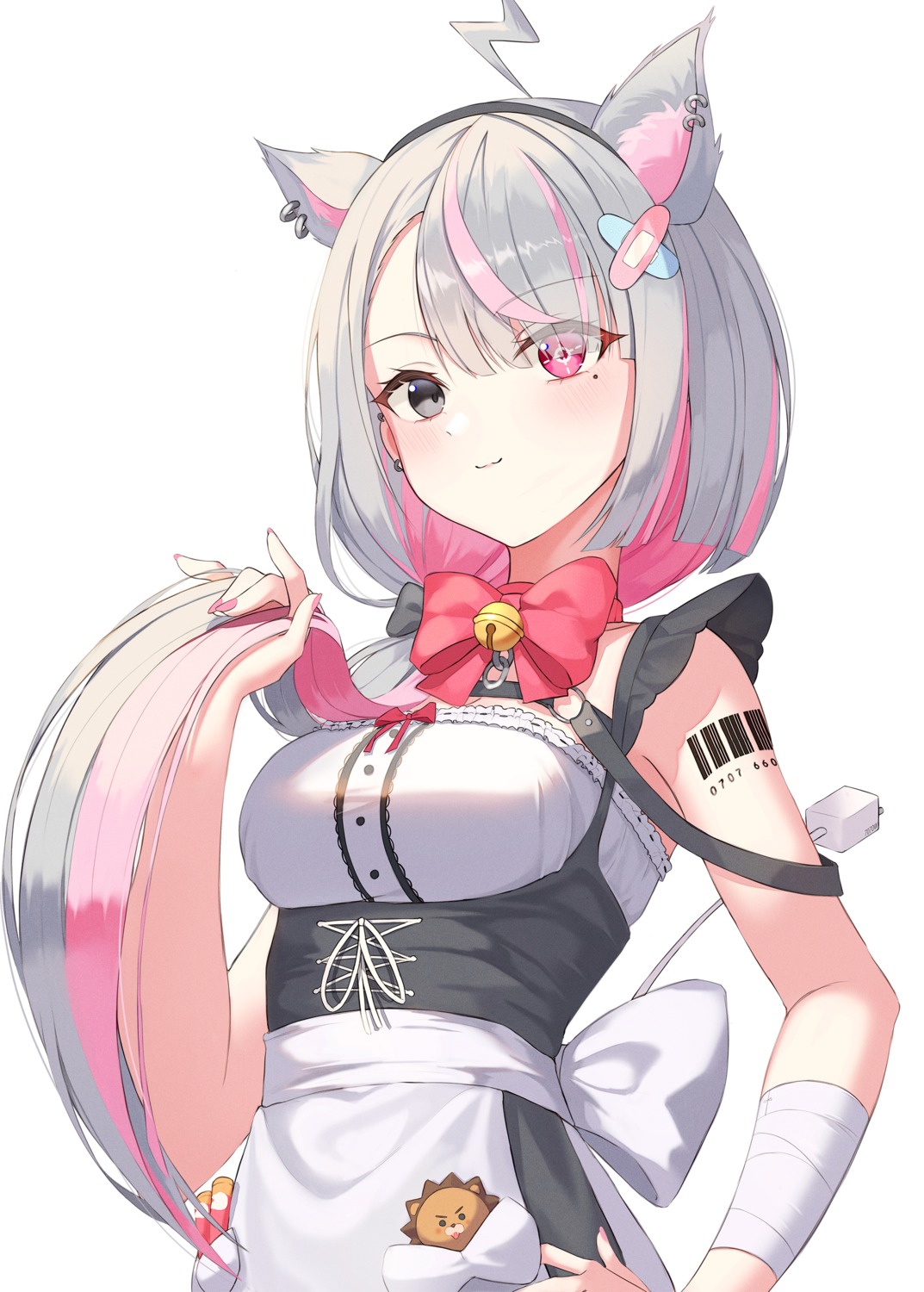 animal_ears, bandages, daimi_94, heterochromia, maid, roro-chan, tail, tattoo