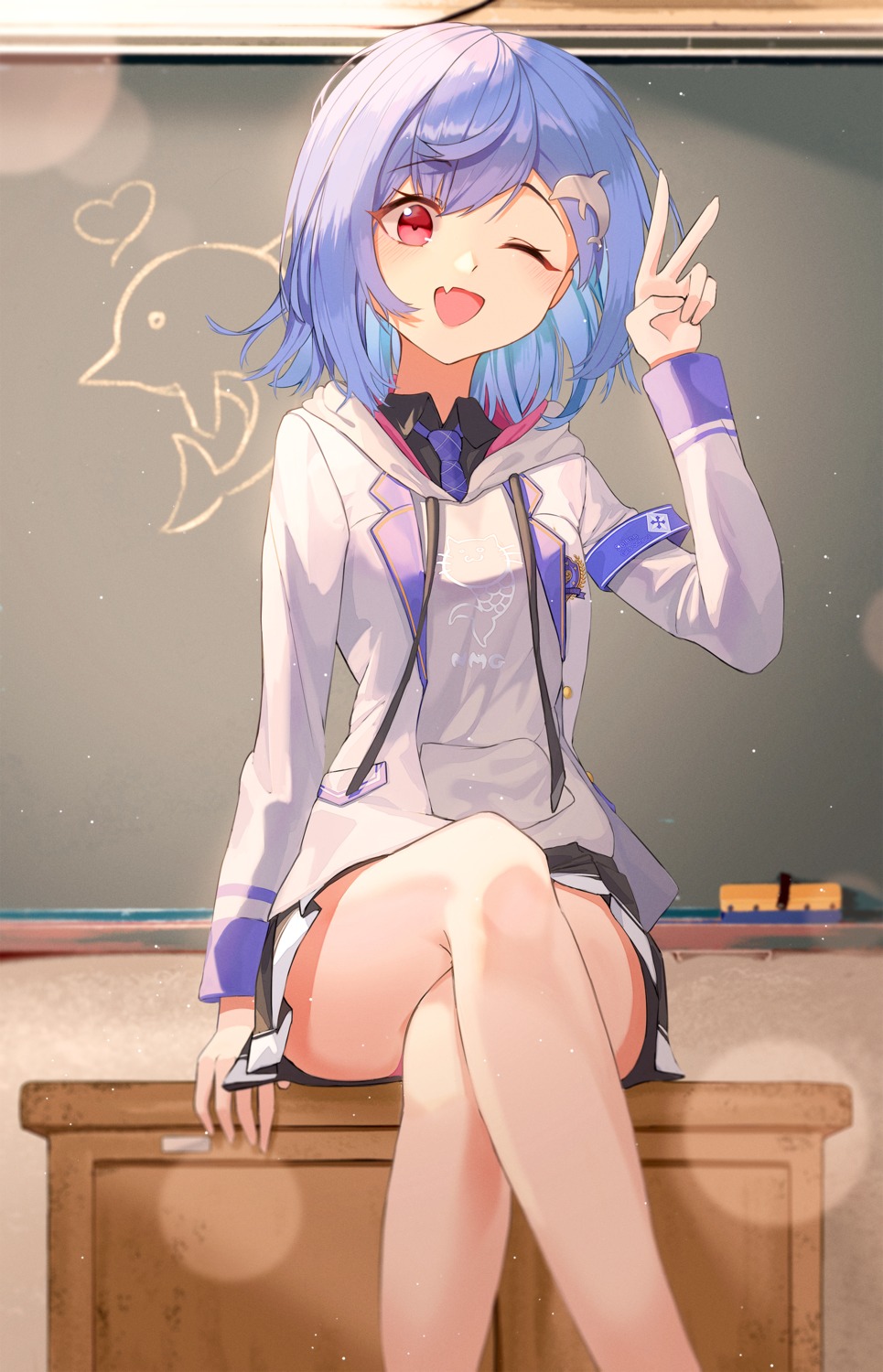 daimi_94, nijisanji, nishizono_chigusa, seifuku, skirt_lift
