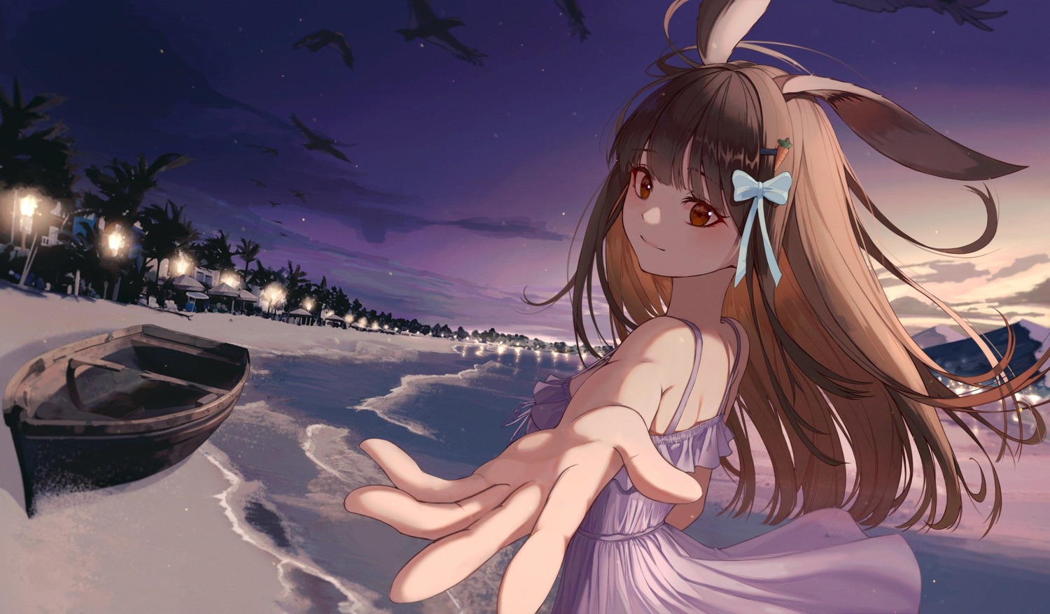 animal_ears, bunny_ears, daimi_94, dress, skirt_lift, summer_dress
