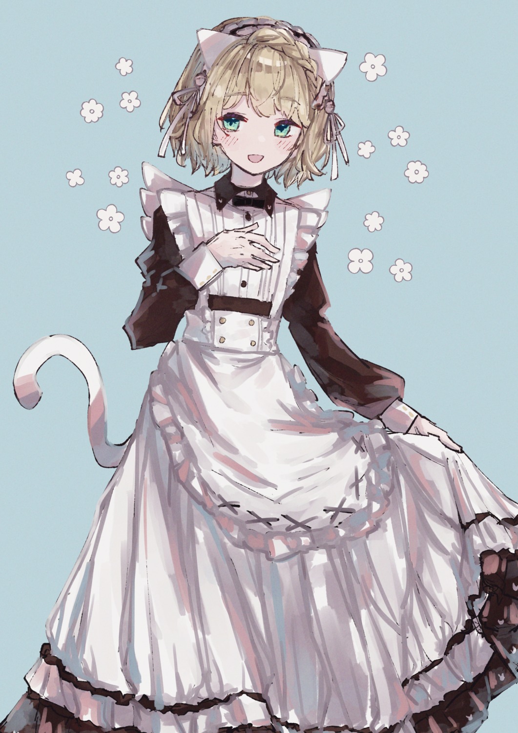 animal_ears, maid, nekomimi, nijisanji, noranekogahara, skirt_lift, suzuya_aki, tail