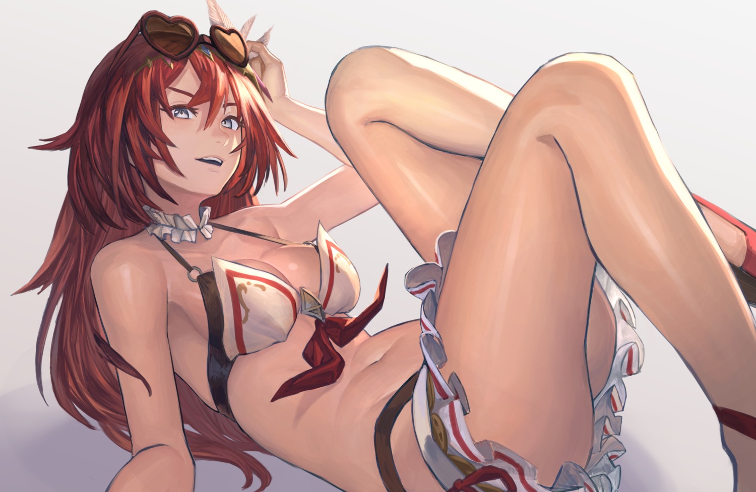 bikini, godguard_brodia, granblue_fantasy, konoike_(pepe_expect), megane, skirt_lift, swimsuits