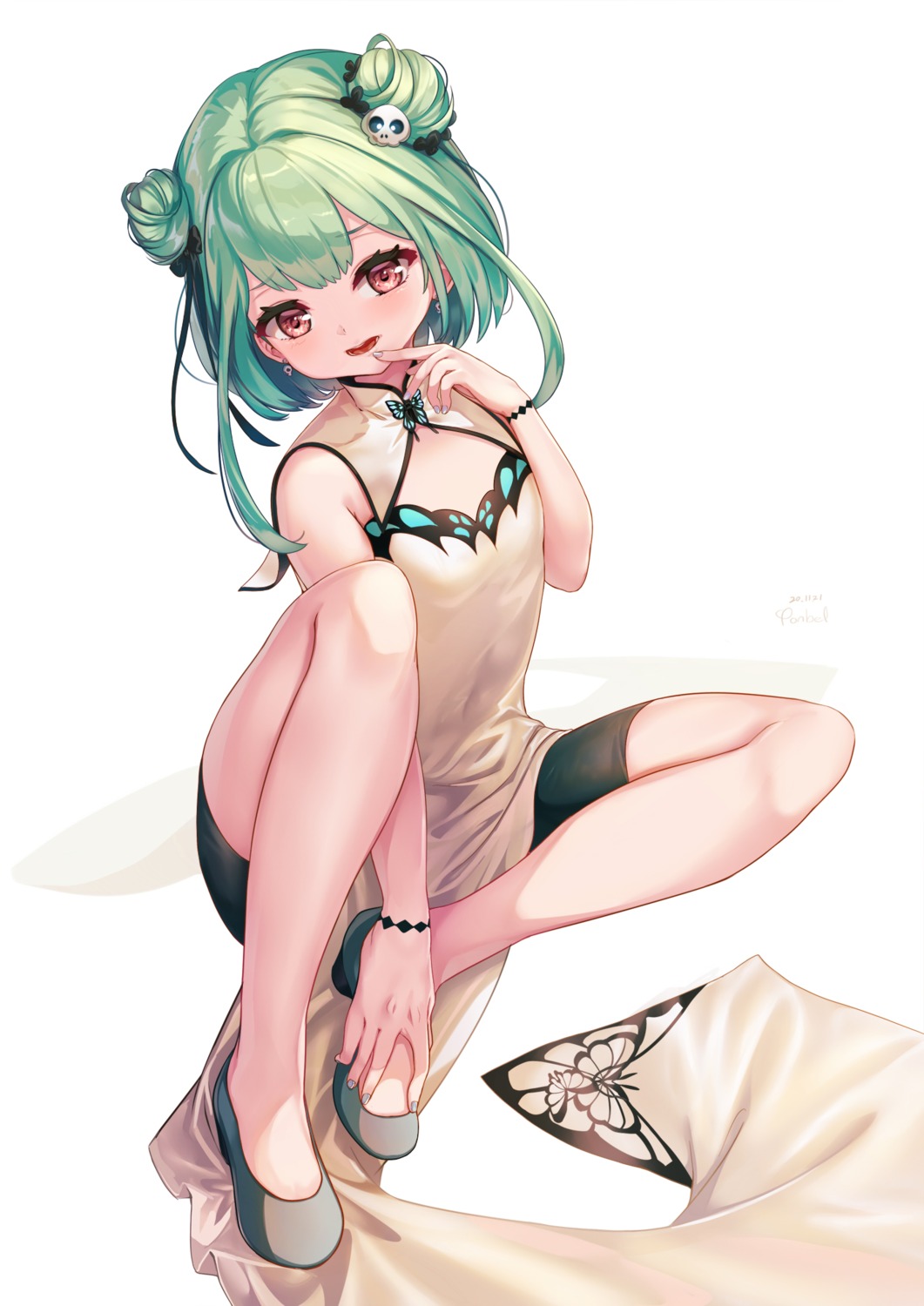 bike_shorts, chinadress, heels, hololive, pondel, uruha_rushia