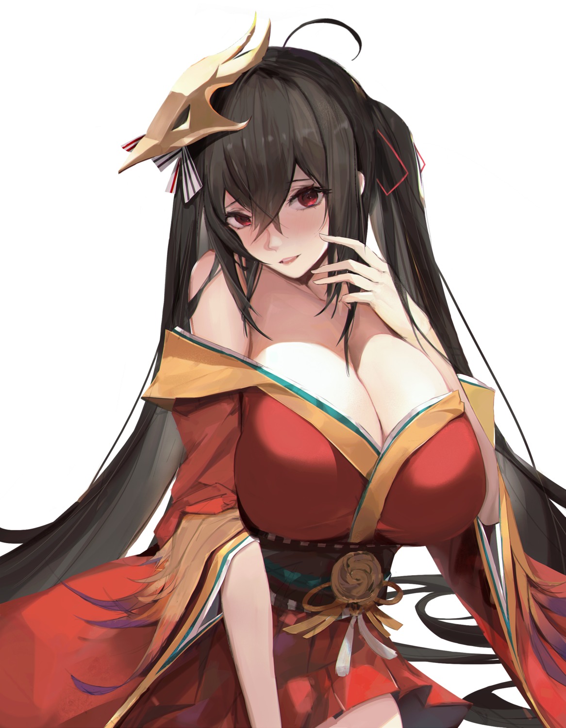 afpl_(parrotz4), azur_lane, japanese_clothes, no_bra, open_shirt, taihou_(azur_lane)