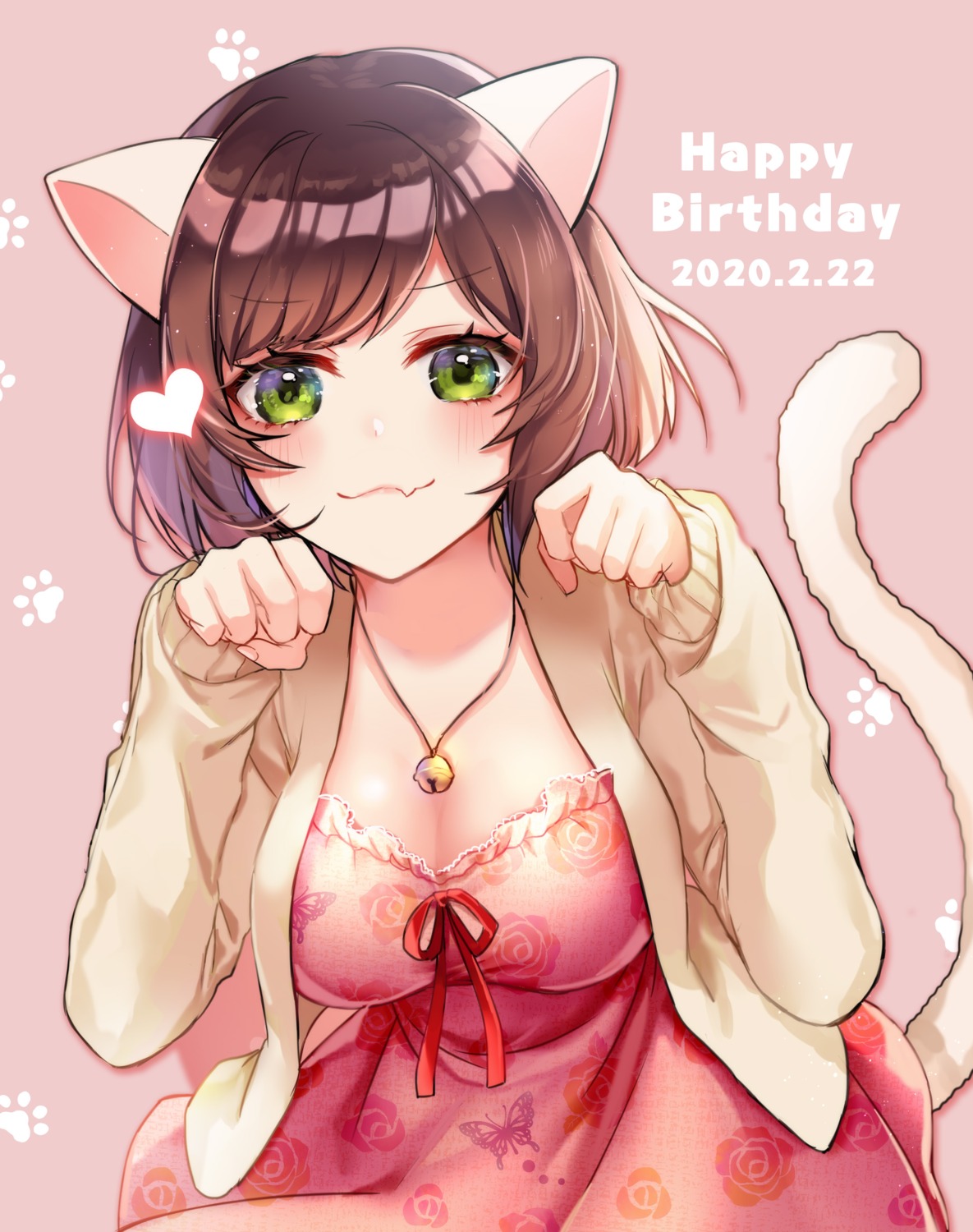 animal_ears, cleavage, dress, maekawa_miku, nekomimi, sweater, tail, the_idolm@ster