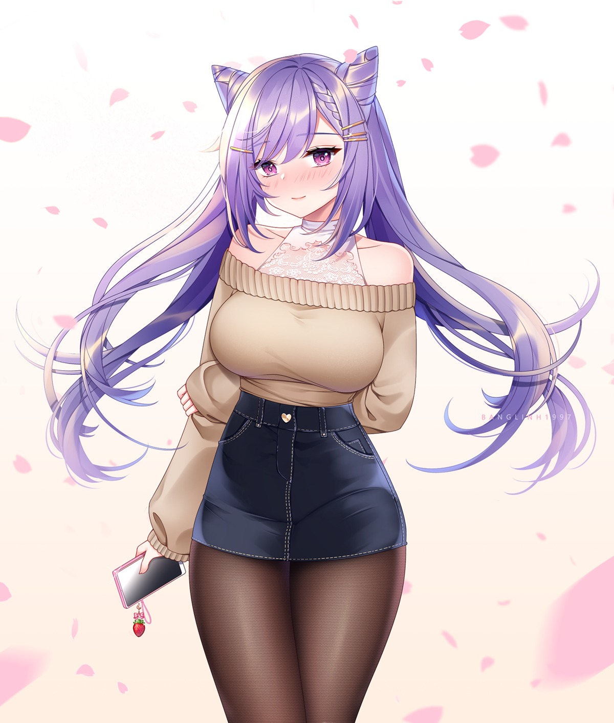 banglinh1997, genshin_impact, keqing, pantyhose, see_through, sweater