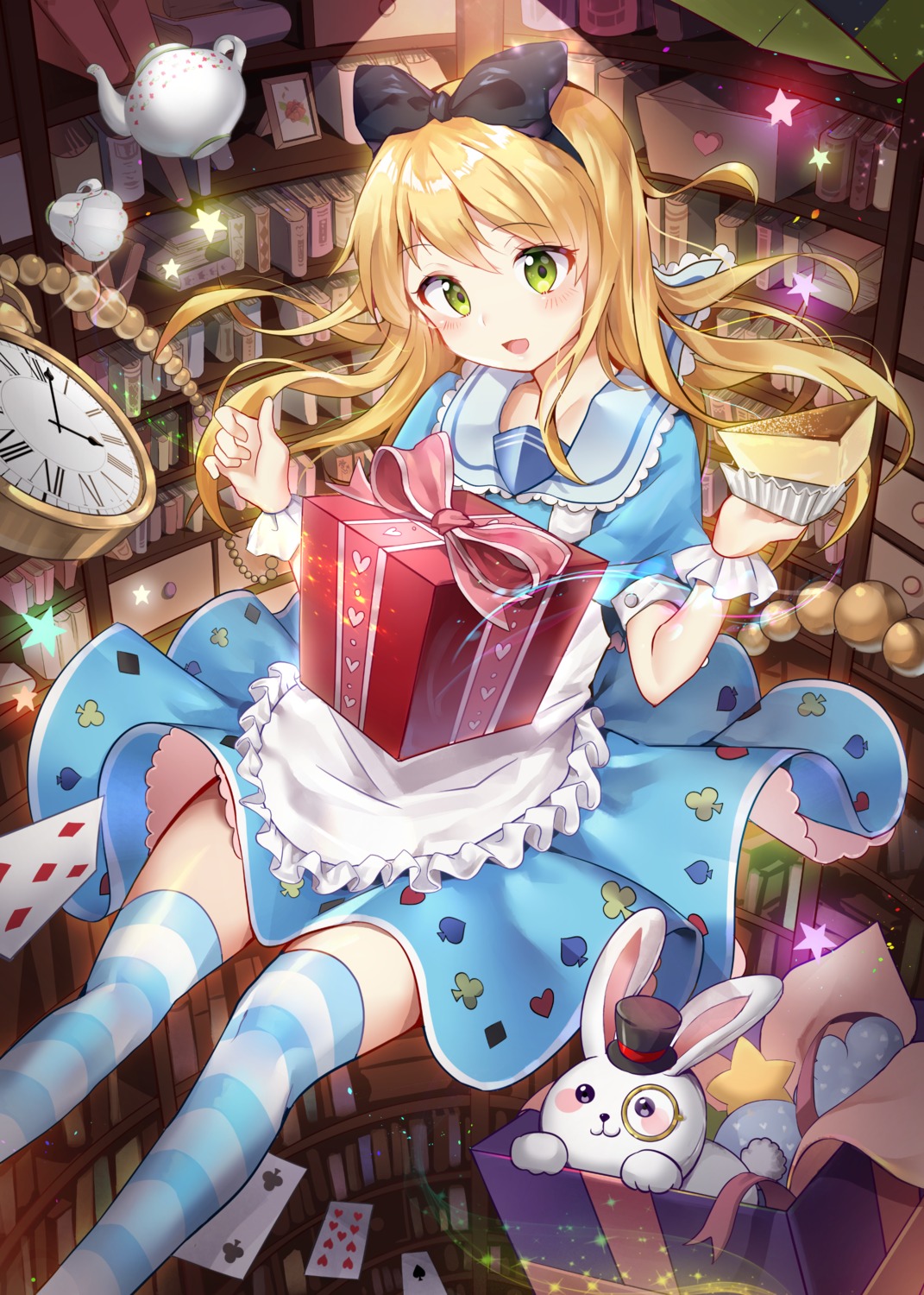 alice, alice_in_wonderland, dress, sigi, skirt_lift, thighhighs