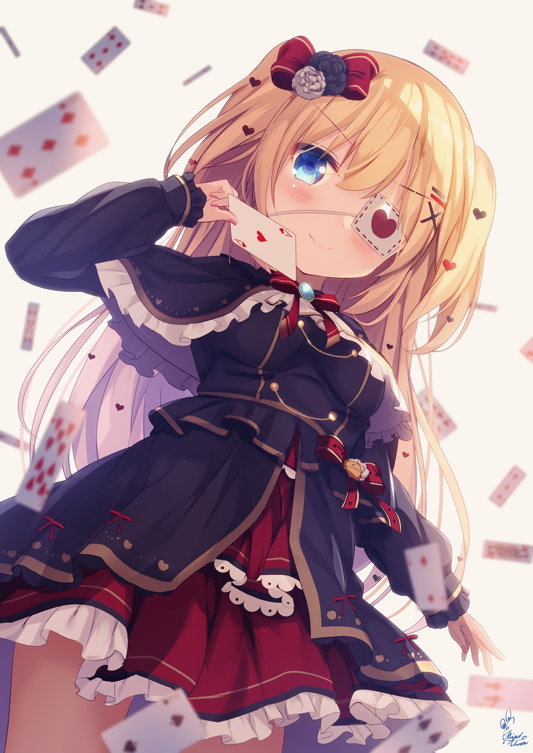 akai_haato, chinomaron, dress, eyepatch, gothic_lolita, hololive, lolita_fashion