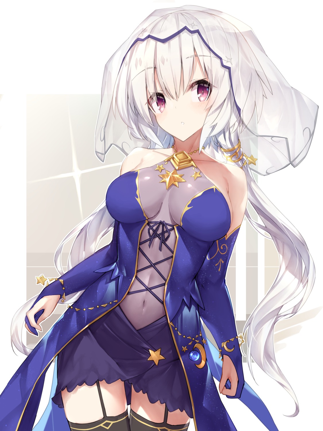 no_bra, see_through, stockings, thighhighs, yki