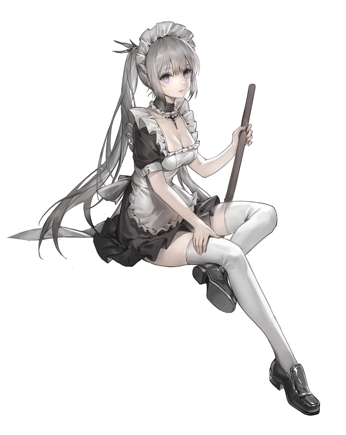 maid, sawamaharu, skirt_lift, thighhighs