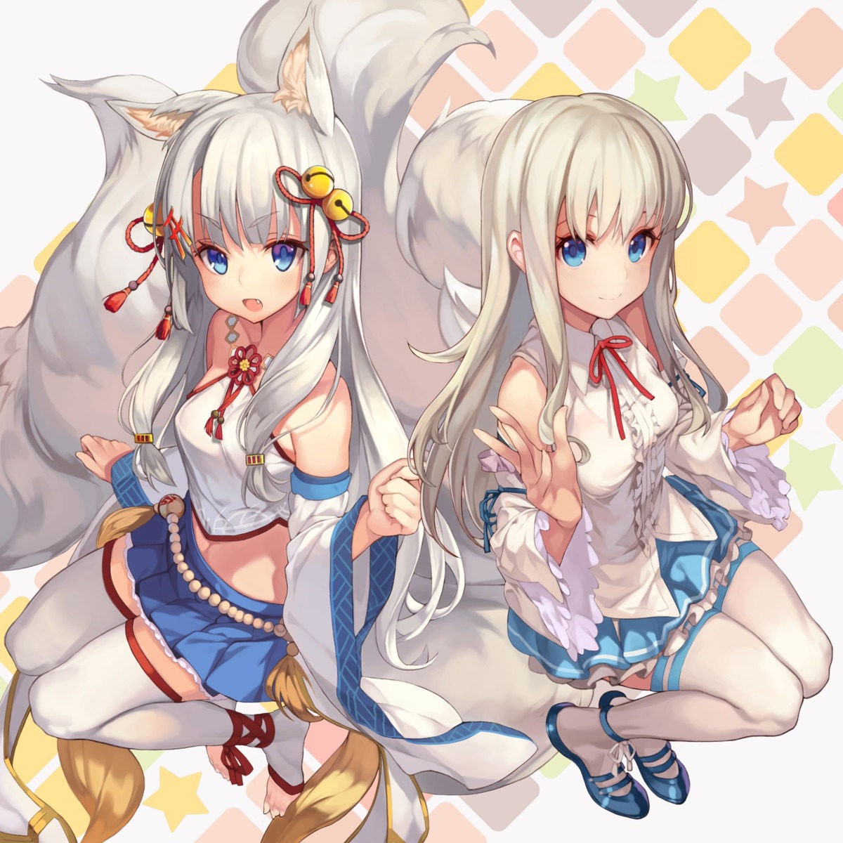 animal_ears, asian_clothes, kitsune, kuuki_shoujo, oneko, tail, the_personification_of_atmosphere, thighhighs