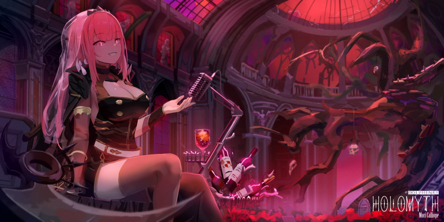 hololive, hololive_english, landscape, mori_calliope, san_ke_yue_shi, thighhighs