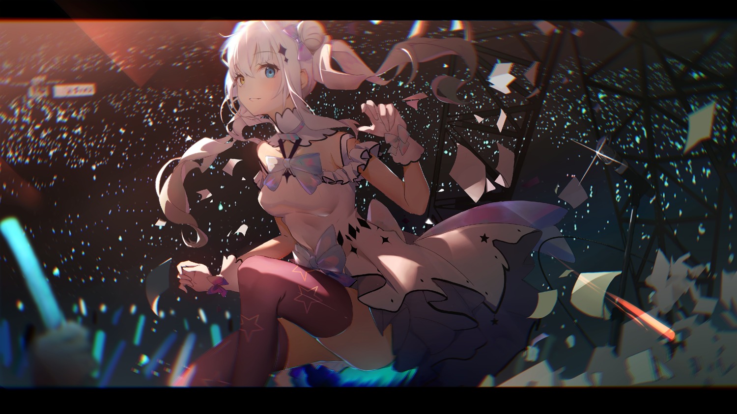 dress, hemyi, kagura_mea, kagura_mea_channel, skirt_lift, thighhighs
