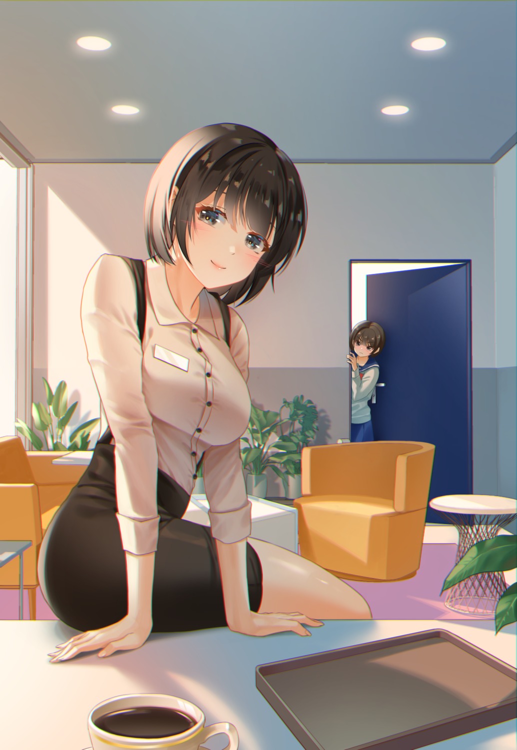 gonzz, seifuku, sweater, waitress