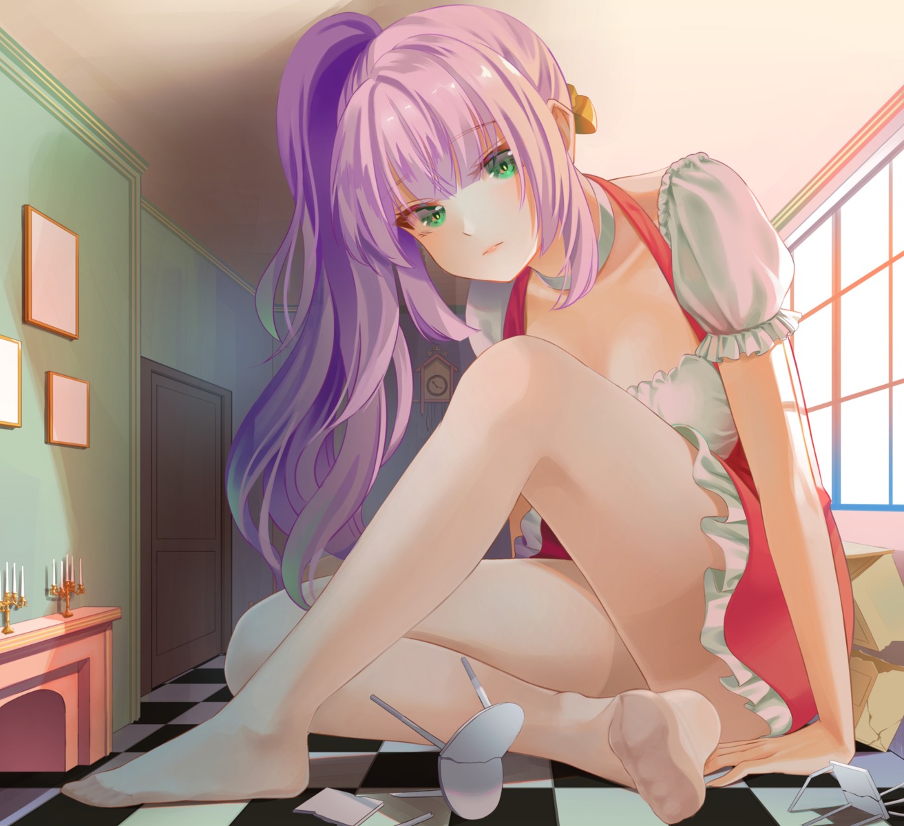 cleavage, dress, feet, gonzz, pantyhose, skirt_lift