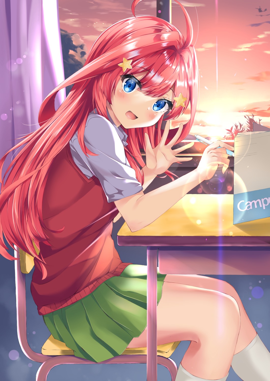 5-toubun_no_hanayome, nakano_itsuki, seifuku, shizuku_(shizukusushi), sweater