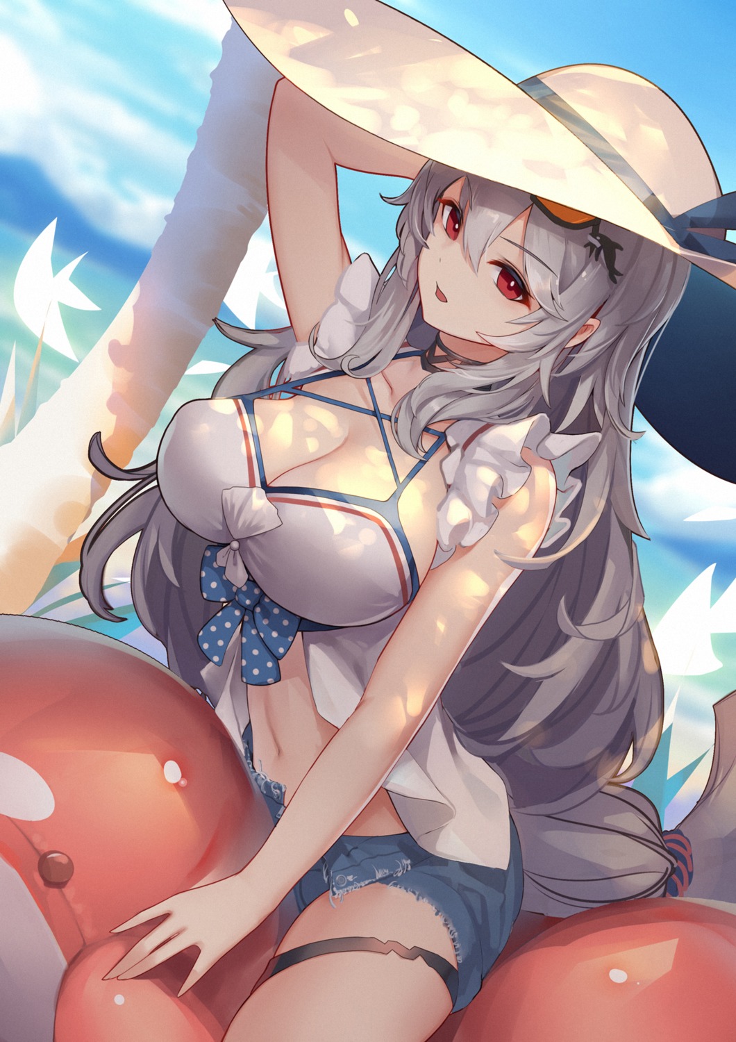 arknights, cleavage, garter, liu_lan, skadi_(arknights)