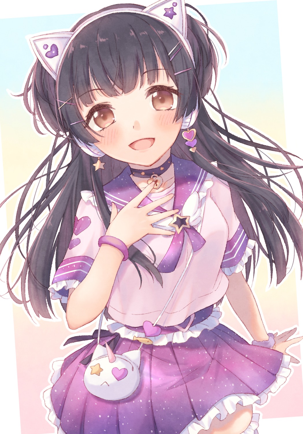 animal_ears, headphones, kazane_mari, mayuzumi_fuyuko, nekomimi, seifuku, the_idolm@ster, the_idolm@ster_shiny_colors