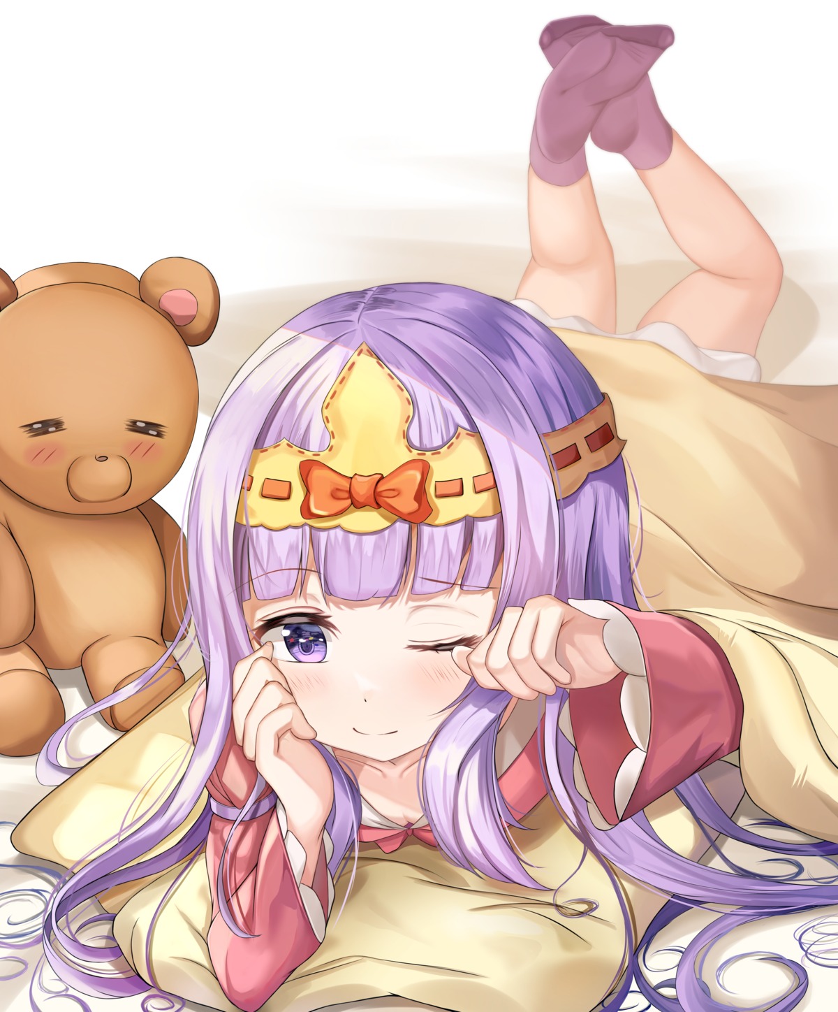 aurora_sya_lis_kaymin, cleavage, feet, maou-jou_de_oyasumi, pajama, sheets, zeroillya